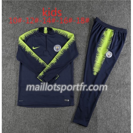 Manchester City Enfant Ensemble Sweat d'entrainement Foncé Bleu Vert 2018/19